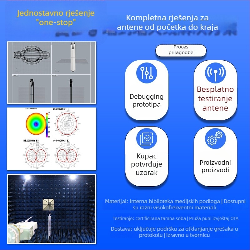 Ljepljiva antena u obliku štapića, SMA sklopiva, 433.92 MHz, 5 dBi, 50 Ω