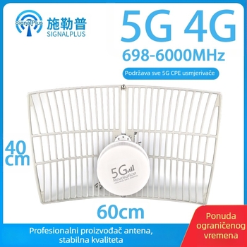 Schlepp 5G mrežasta i parabolična antena, raspon 600–6000 MHz, dobitak 2×30 dBi