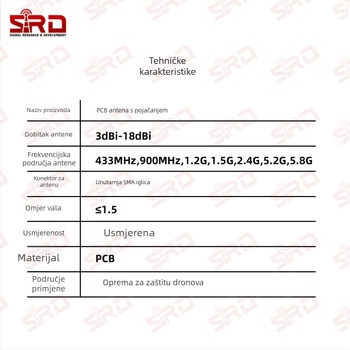 PCB antena patch za UAV, 400MHz, visok dobitak, usmjerena, ugrađena PCB antena