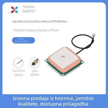 YX-GPS + BD keramička antena – GPS BeiDou dvostrukog načina aktivna antena sa ugrađenom keramičkom antenom, dobitak 28 dB, 1575 MHz, 50 Ω, SWR ≤ 1.5, 3–5 V