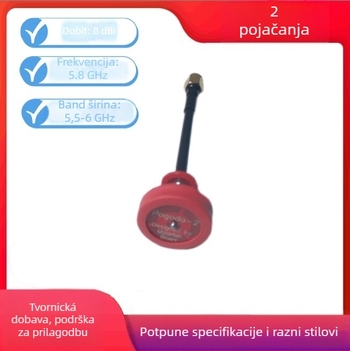 Red Pagoda FPV UAV antena za prijenos slike na 5,8 GHz, visoki dobitak; Dobitak: 8; Impedancija: 50 Ω; SWR ≤ 1,5