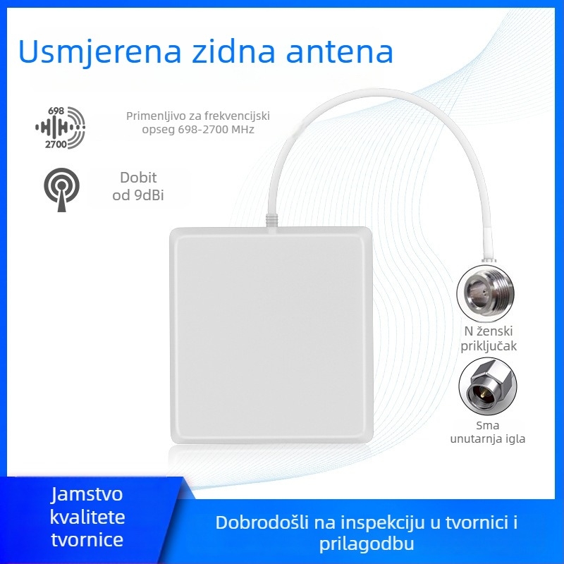 Usmjerena zidna antena s pločastim panelom, 698–2700 MHz, vanjska vodootporna, jednostruka polarizacija