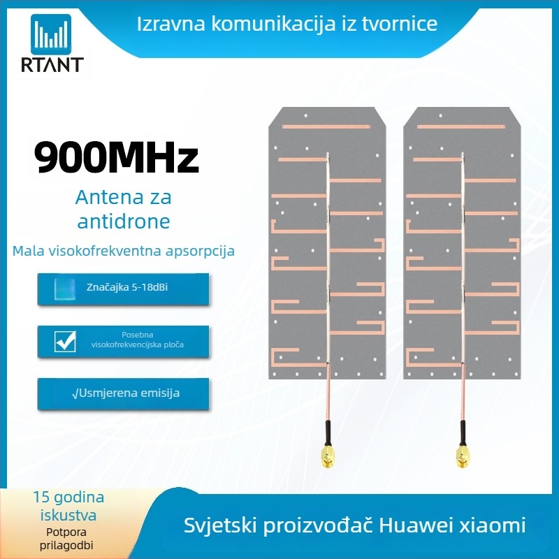 RTANT Usmjerena antena protiv UAV, visok dobitak, višepojasna 900MHz/1.2GHz/2.4GHz/5.2GHz/5.8GHz