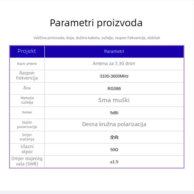 UAV antena, Y-oblik FPV prijenos/prijem, 1.2G/1.4G, 3.3G