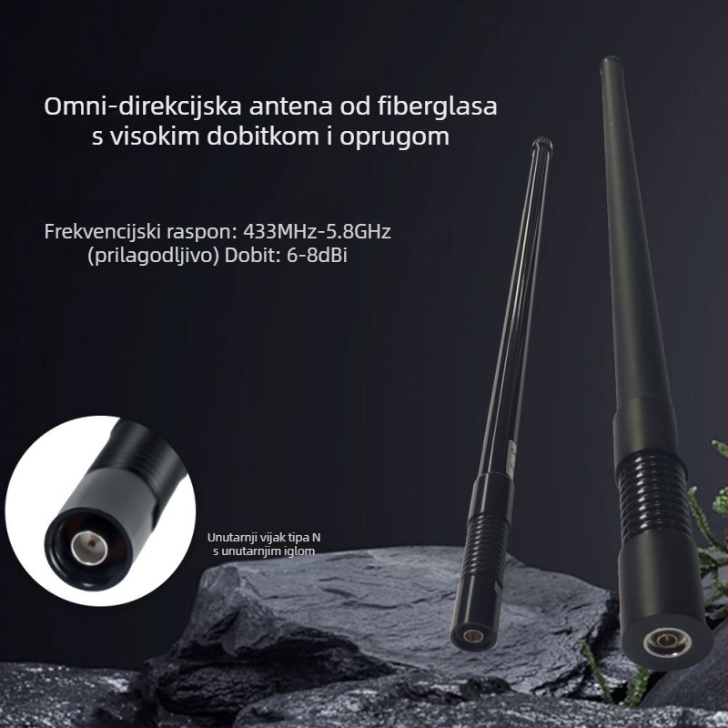 FRP vanjska omnidirekcijska antena, višeband, dobitak 6–8 dBi, impedancija 50 Ω, SWR ≤1.5