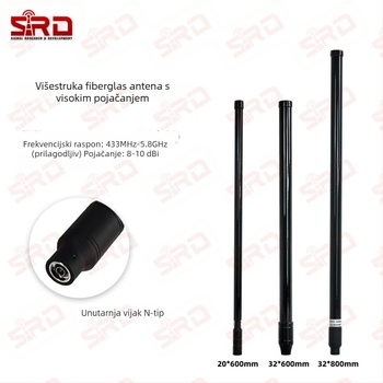 Vanjska vodootporna stakloplastična antena, omnidirekcijska, 50 Ω, dobitak 8–10 dBi, SWR ≤ 1.5