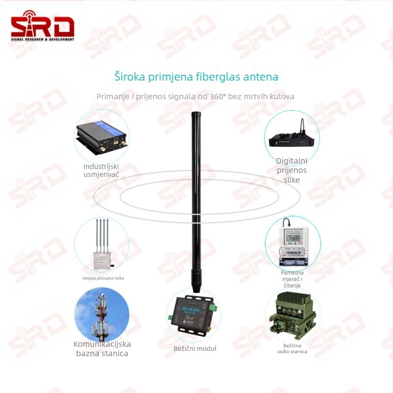 Vanjska vodootporna stakloplastična antena, omnidirekcijska, 50 Ω, dobitak 8–10 dBi, SWR ≤ 1.5