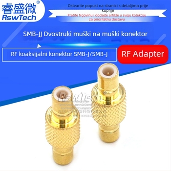 SMB-JJ RF koaksijalni priključak, 50 Ω, zlatno obloženi, ravni prolaz, dvostrani adapter, nosač antene