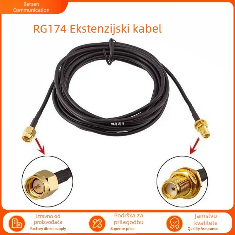 BOSEN RG174 SMA muški–SMA ženski RF antenijski produžni kabel