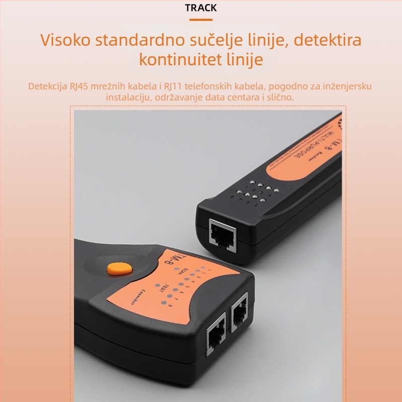 TM-8 Tražitelj mrežnih linija – Inteligentni digitalni tražitelj linija za RJ45/RJ11 testiranje, traženje i usklađivanje linija, signal multi-frekvencijskog impulsa, domet ≥3 km, izlaz 8Vp-p