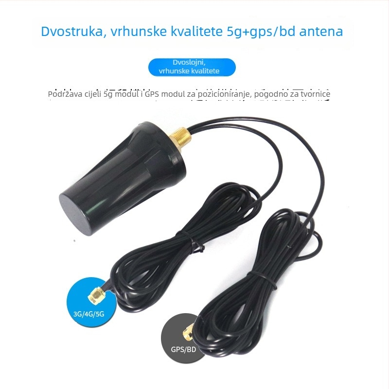 Vanjska vodootporna aktivna antena za 5G i GPS, dvobandna za pozicioniranje i navigaciju, SMA muški kabel dužine 1 m, SWR ≤ 1.5