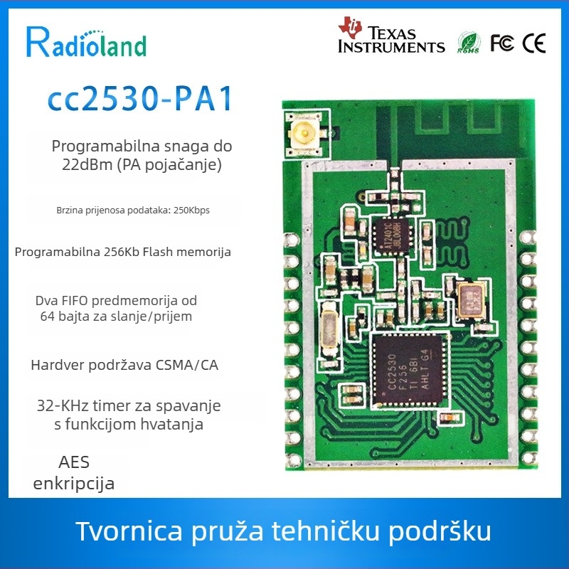 ZigBee CC2530 modul, patch tip, dug domet bežične RF serijski passthrough, upravljanje ad hoc mrežom