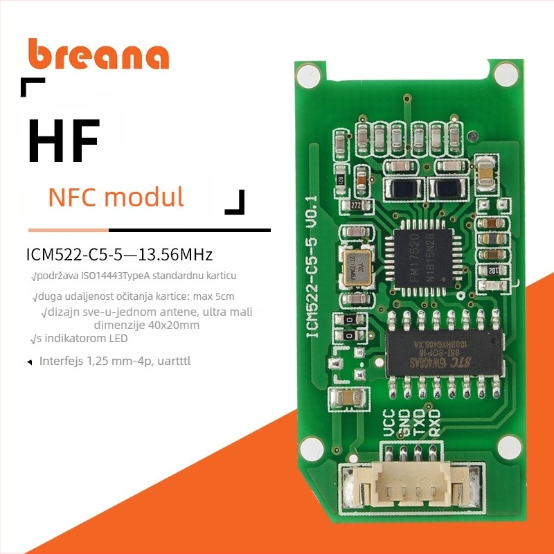 Breana RF komunikacijski modul s RFID čitačem, NFC i HF transceiverom, niskoenergetsko bežično rješenje za ugrađeni IoT