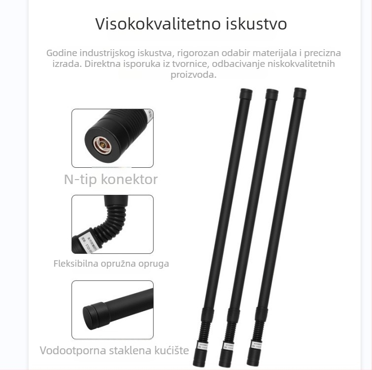 Omnidirekcijska staklena antena 480–580 MHz, 3 dBi, N-type muški konektor, za vanjsku baznu stanicu