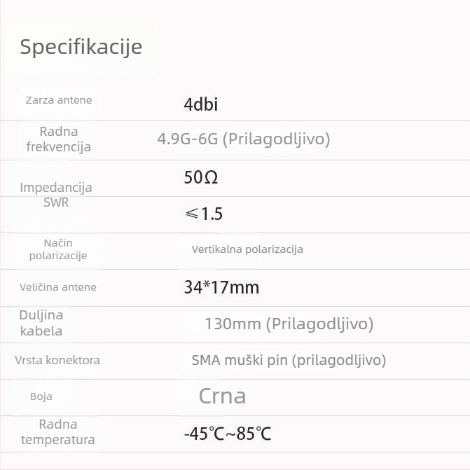 FPV antena za kvadrokopter, 4.9G/5.8G/6G prijenos slike, visok dobitak, dugi domet