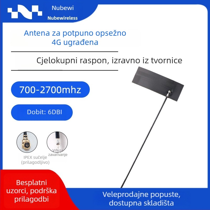 NB modul s FPC antenom, visok dobitak, ugrađena omnidirekcijska 4G antena, podržava 5G/LTE/3G/GSM/NB i LoRa, 50 Ω, 6 dB, SWR ≤ 2