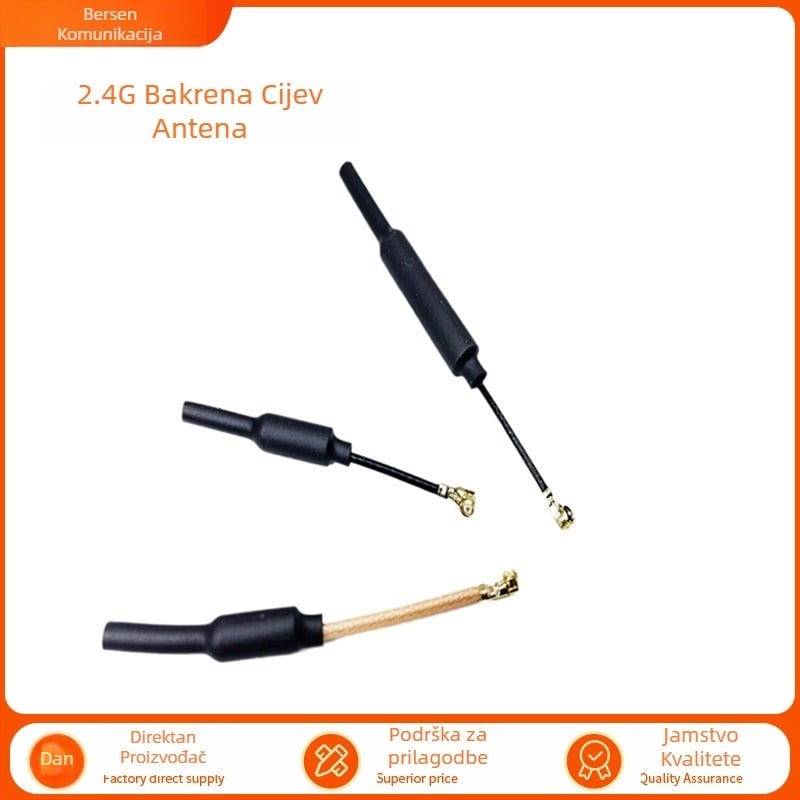 2,4 GHz bakrena cijev antena za WiFi/Bluetooth modul i prijenos slike s drona – omnidirekcionalna, s zaštitnim kućištem, visok dobitak 3 dB