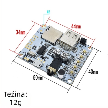 Bežična Bluetooth audio prijemna pločica s dekodiranjem i reprodukcijom, podrška USB i TF kartici, prednji izlaz