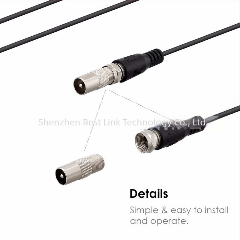 BestLink unutarnja TV antena, pojačanje 20 dB, raspon frekvencija 174–240/470–862 MHz, ulazna impedancija 75 Ω, F-type konektor, kabel 3.7 m