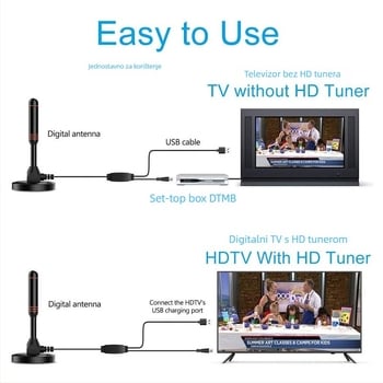 Digitalna TV antena za zemaljski prijem sa vakuumskom čašom i pojačalom, HD DTMB prijemnik