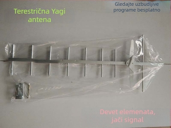 DFHY-09 Vanjska DTMB TV antena, 9-elem Yagi, 470-860 MHz, dobitak 9-11 dBi, impedancija 50 Ω, SWR ≤ 1,5