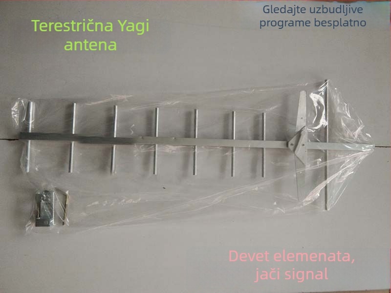 DFHY-09 Vanjska DTMB TV antena, 9-elem Yagi, 470-860 MHz, dobitak 9-11 dBi, impedancija 50 Ω, SWR ≤ 1,5