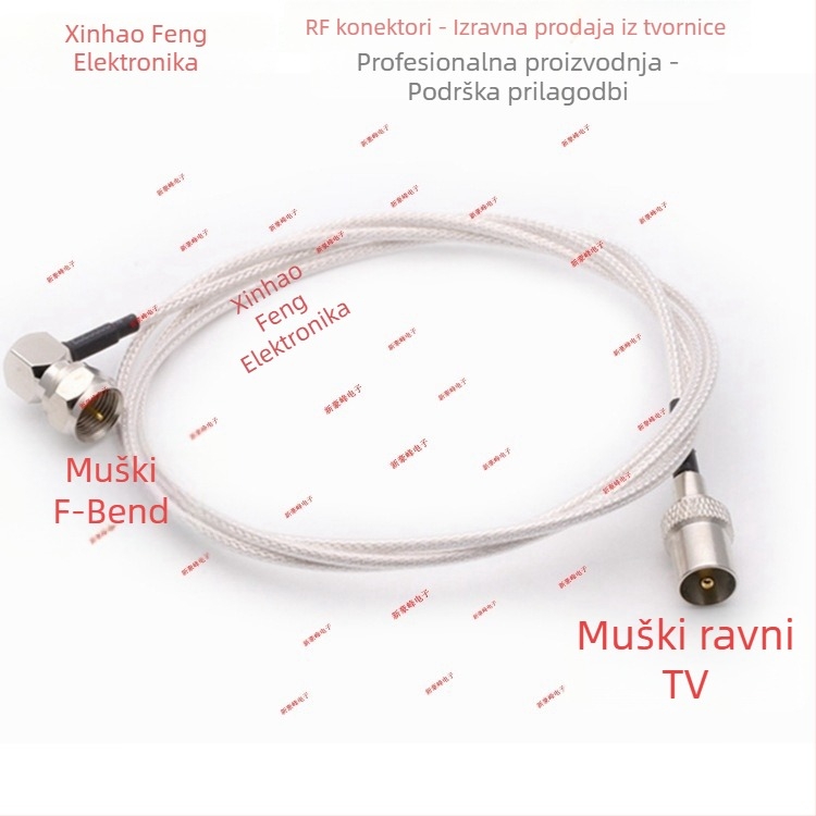 HDTV bakrena IEC antena za satelitski signal, pravokutni kut, muški–ženski priključak