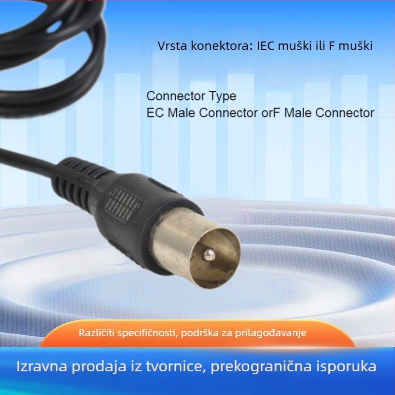 DVB-T unutarnja antena s usisnom čašom, visok dobitak za digitalnu TV, kabel 1,5 m