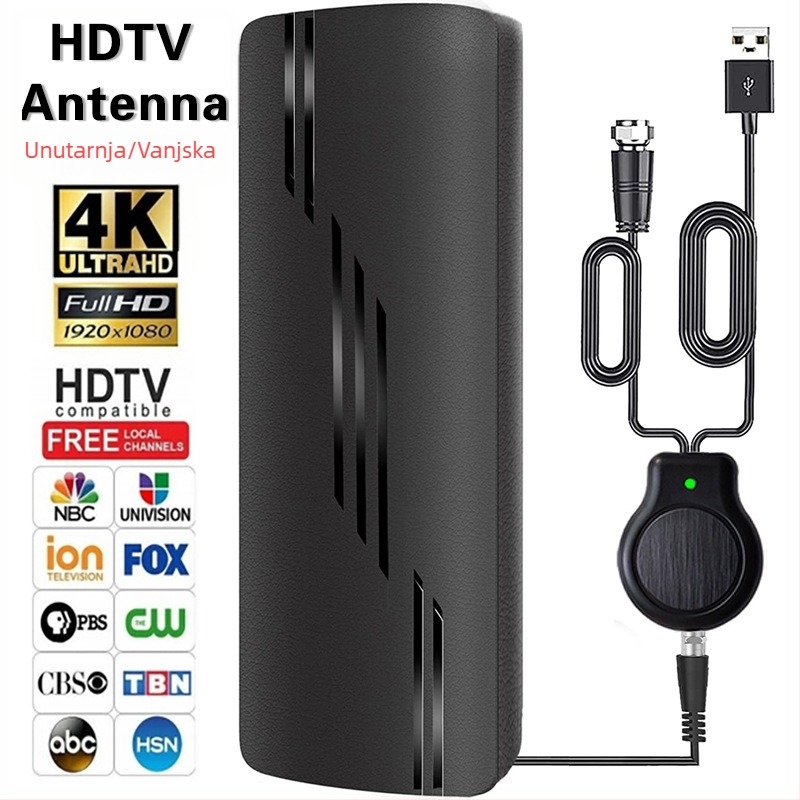 Vodootporna 4K HD unutarnja/vanjska digitalna TV antena s pojačalom signala