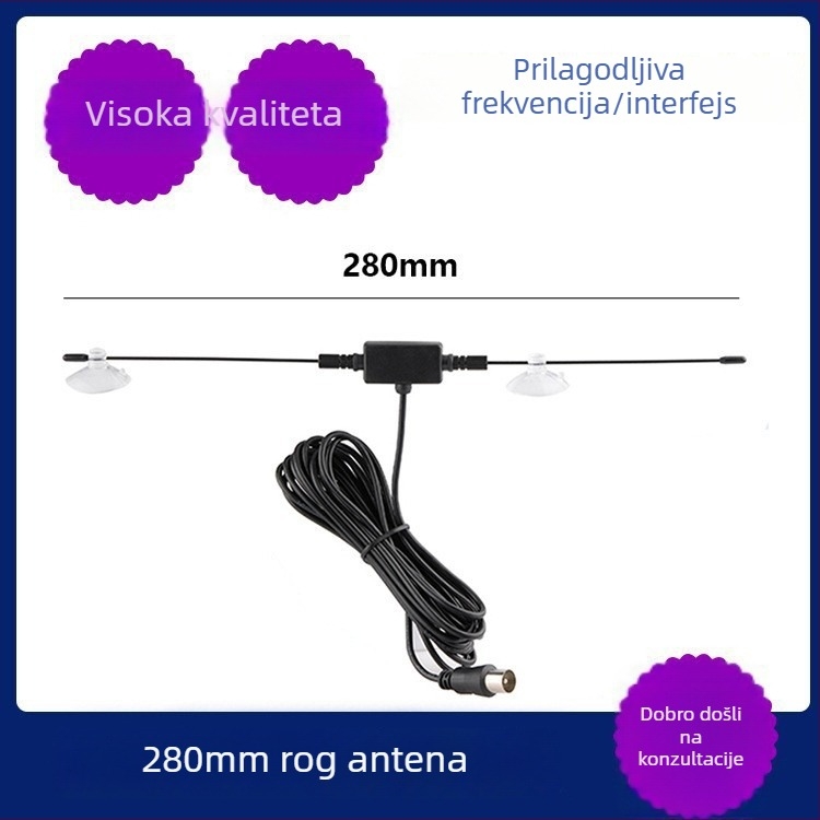 Shengda Zemaljska Digitalna TV Antena – Unutarnja Rog Antena, Za Auto i Dom, DVB-T/DTMB, DVB-T2, Model 1-47