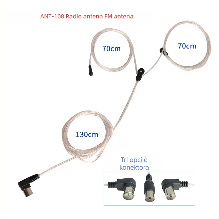 FM radio antena s dvostrukim paralelnim kabelom, ženski konektor, SWR ≤ 1.8
