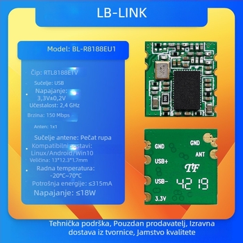 Bežični Wi-Fi modul za prijenos slike za projekciju zaslona – Marka Must-link b-link, modeli BL-R8188EU1 / RTL8188ETV