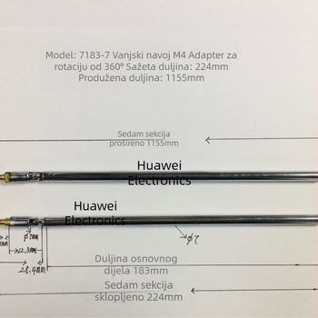 Teleskopska antena HW 7183-7 s vanjskim navojem M4, 360° rotacija, za TV