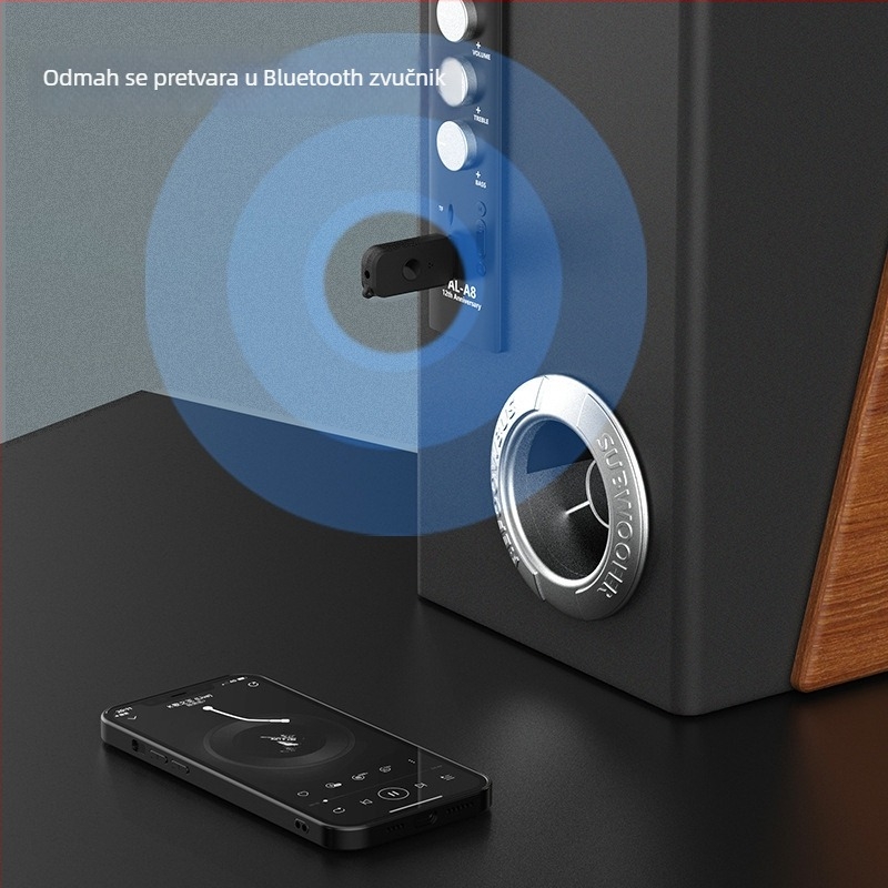 USB Bluetooth audio prijemnik-emisija V5.3 - USB + AUX, Plug-and-Play, vanjsko napajanje, doseg 10 m, brzina prijenosa 3 Mbps, 2,4 GHz