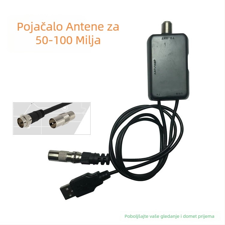 Pojačivač antene, impedancija 75 Ω, SWR ≤ 2, domet 50–100 milja