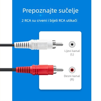 AV kabel: 3,5 mm ženski na 2x RCA, bakreno jezgro, niklani konektori, PVC omotač