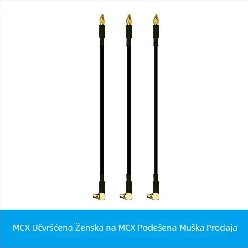 MCX ravna žena na MCX zakrivljeni muški produžni kabel RG174 s pletenim bakrenim vodičem
