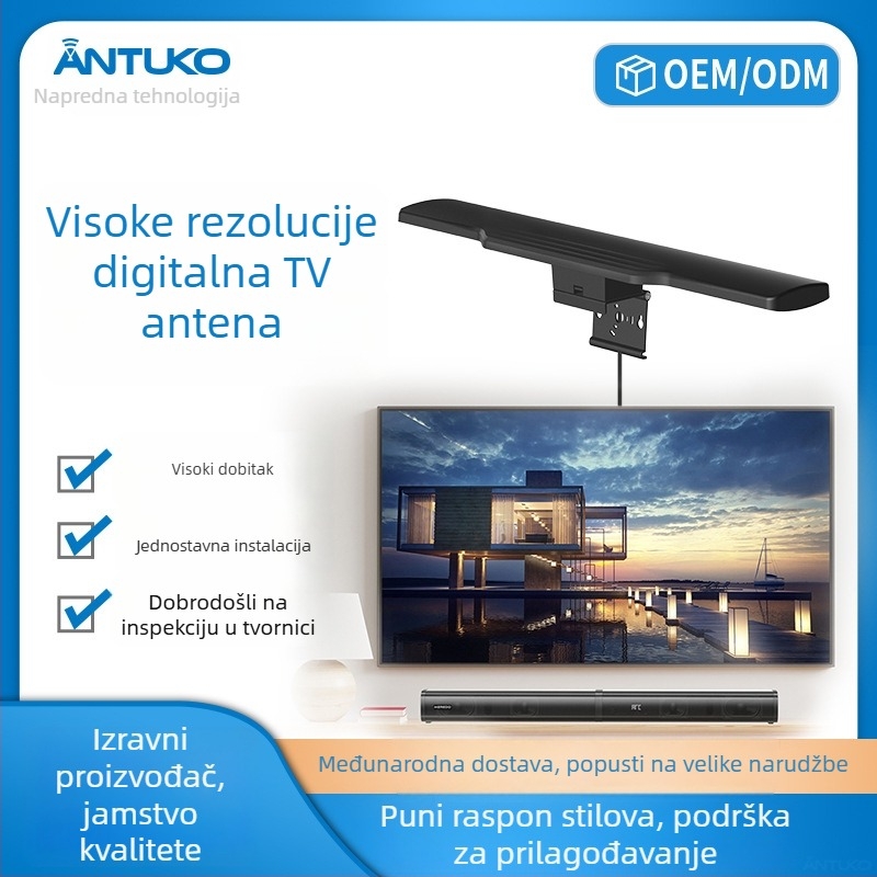 Antuko DTMB zemaljska digitalna TV antena-prijemnik, zemaljska valna antena, kompatibilna s 4K HDTV, kompletan set, pogodno za udaljena područja.