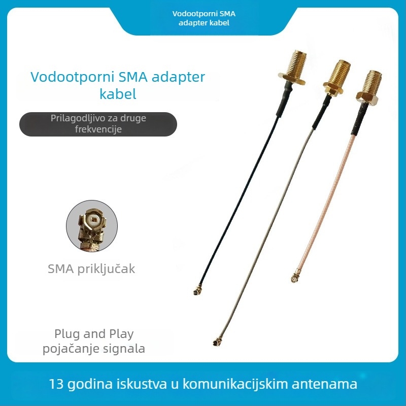 SMA na IPEX ženski jumper koaksijalni kabel, vodootporan RF spoj, 1.13