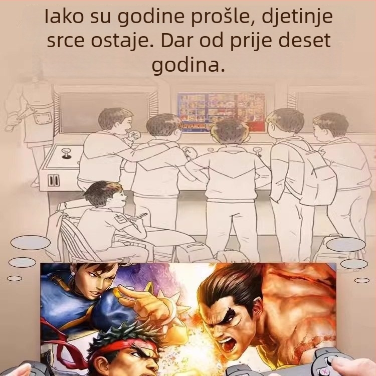 Nova retro kućna TV igraća konzola s bežičnim kontrolerima, HD za dva igrača, King of Fighters arcade, 64GB