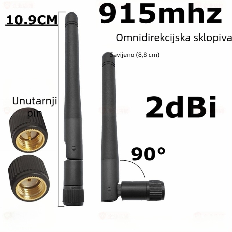 SMA mala sklopiva antena za 910–920 MHz, dobitak 2 dB, 50 Ω, VSWR ≤1.5