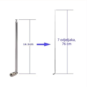 FM rod antena, nehrđajući čelik, teleskopska, okretna, FM i DAB radio antena