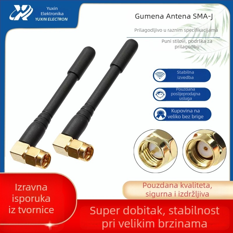 433 MHz gumirana štap antena s ravnom ili savijenom glavom, SMA unutarnji navoj, 4 dB dobitka, 50 Ω, VSWR ≤ 1.8