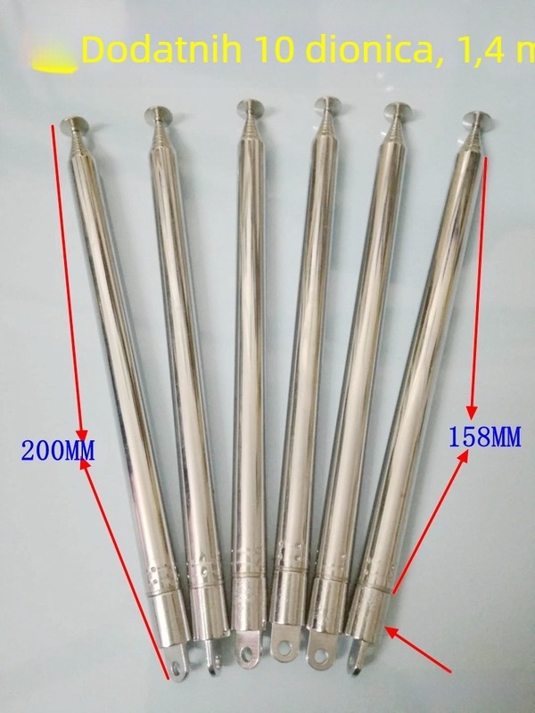 Teleskopska antena s 10 sekcija, 75 Ω impedancija, model 10160 unutarnji zubi