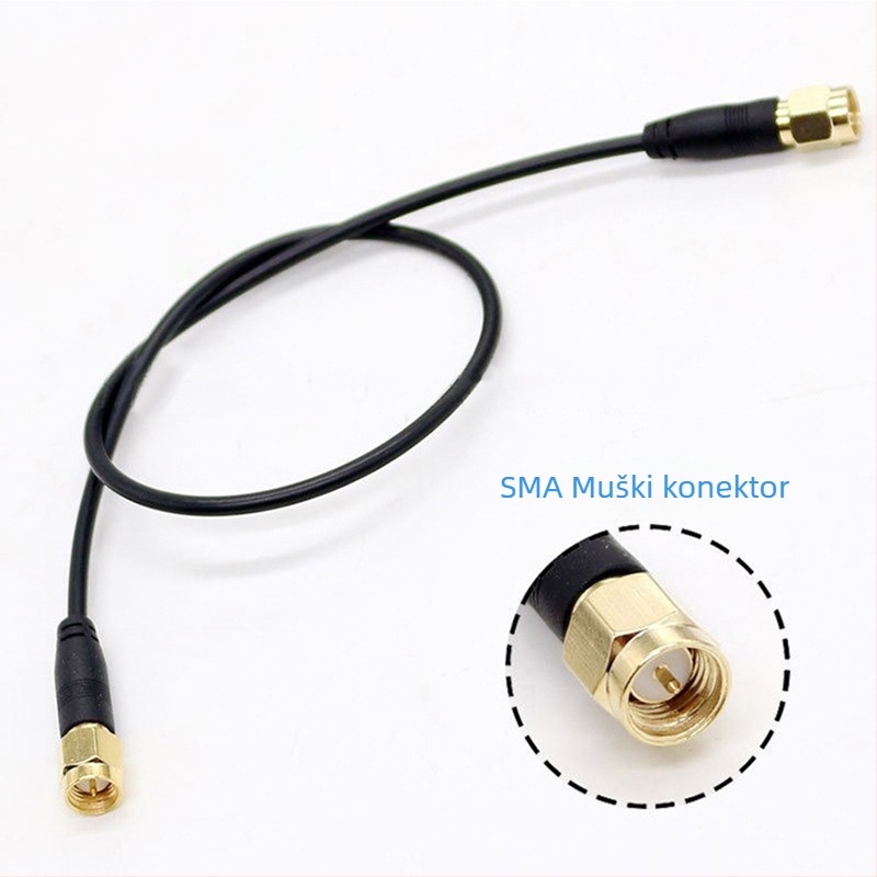 SMA muški–SMA konektor RG174 antena adapter kabel, 96-žilnih čistih bakrenih vodova, unutarnji navoj, niska gubitnost