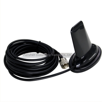 Automobilska antena za radio-stanicu s dizajnom ajkine peraje; dvopojasna 136-174/400-480 MHz, dobitak 3.5, impedance 50 Ω, SWR ≤ 2