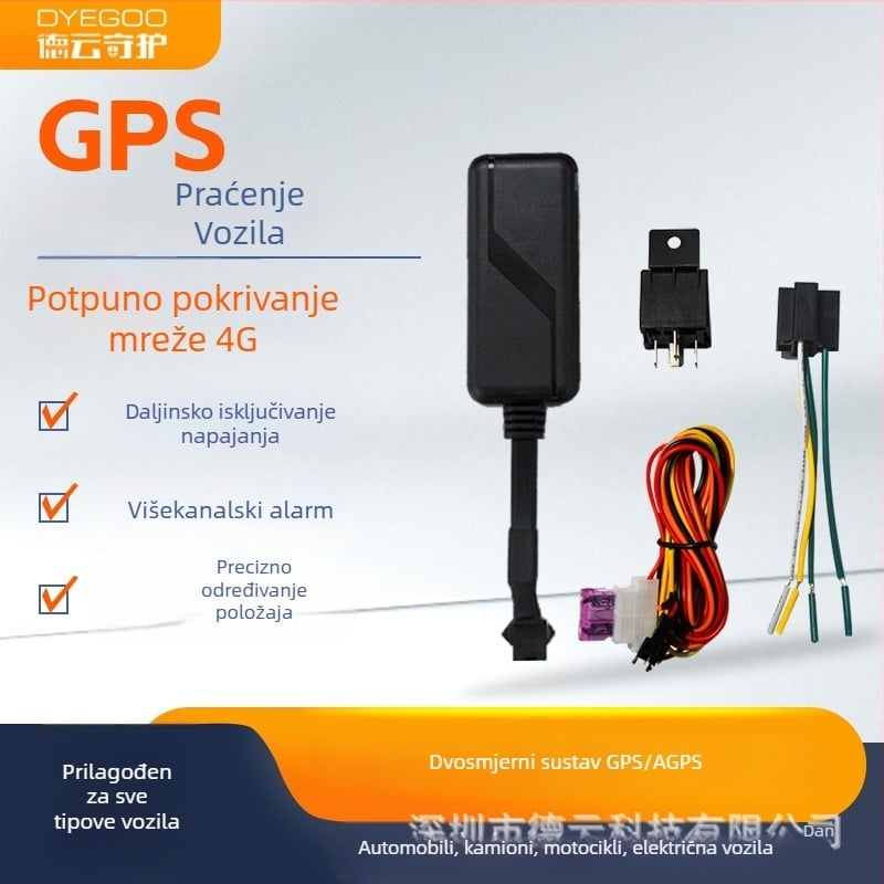 GPS locator G25 Beidou, preciznost 5–10 m, režimi alarma: vibracija, prekid napajanja, mobilni alarm, ograda, prekoračenje brzine; ugrađena dvostruka antena; litij baterija; kartografske usluge Baidu/Google/AMAP