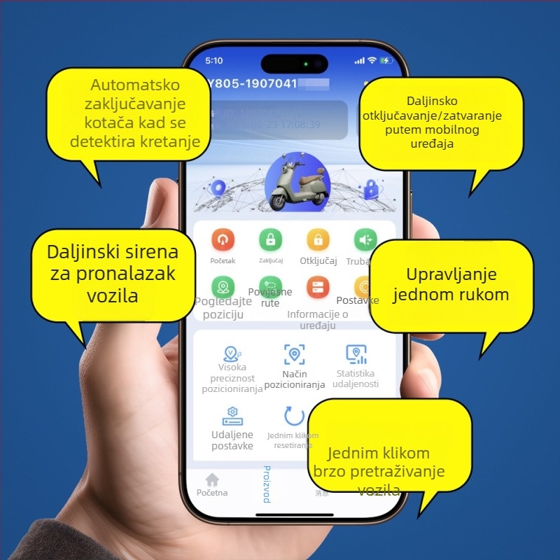 XY805 GPS tracker za električno vozilo - točnost pozicioniranja 5 m, načini alarma: vibracije, obavijest na mobitel, geofence, prekoračenje brzine; trajanje baterije 1466 h; dimenzije 64×30×17 mm