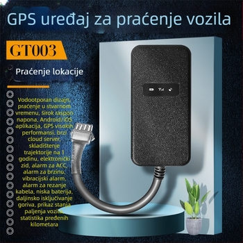 GT003 GPS tracker za automobile, kamione i motocikle: točnost pozicioniranja 10 m; načini alarma: vibracija, prekid napajanja, ograda, pretjecanje brzine; napajanje DC 9-40V; vodootporan