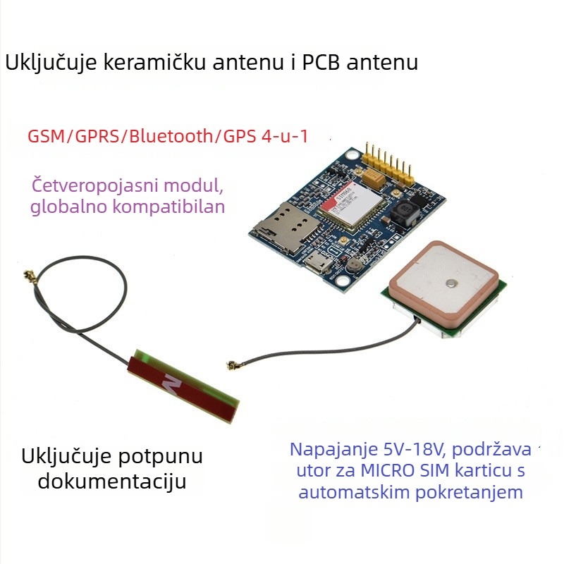 SIM868 razvojna ploča s GSM/GPRS, Bluetooth i GPS modulom, kompatibilna s STM32 i 8051 MCU